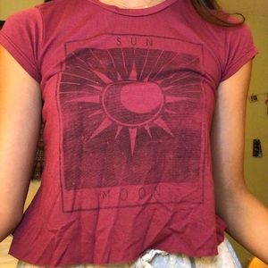 Sun and moon crop top. Maroon color